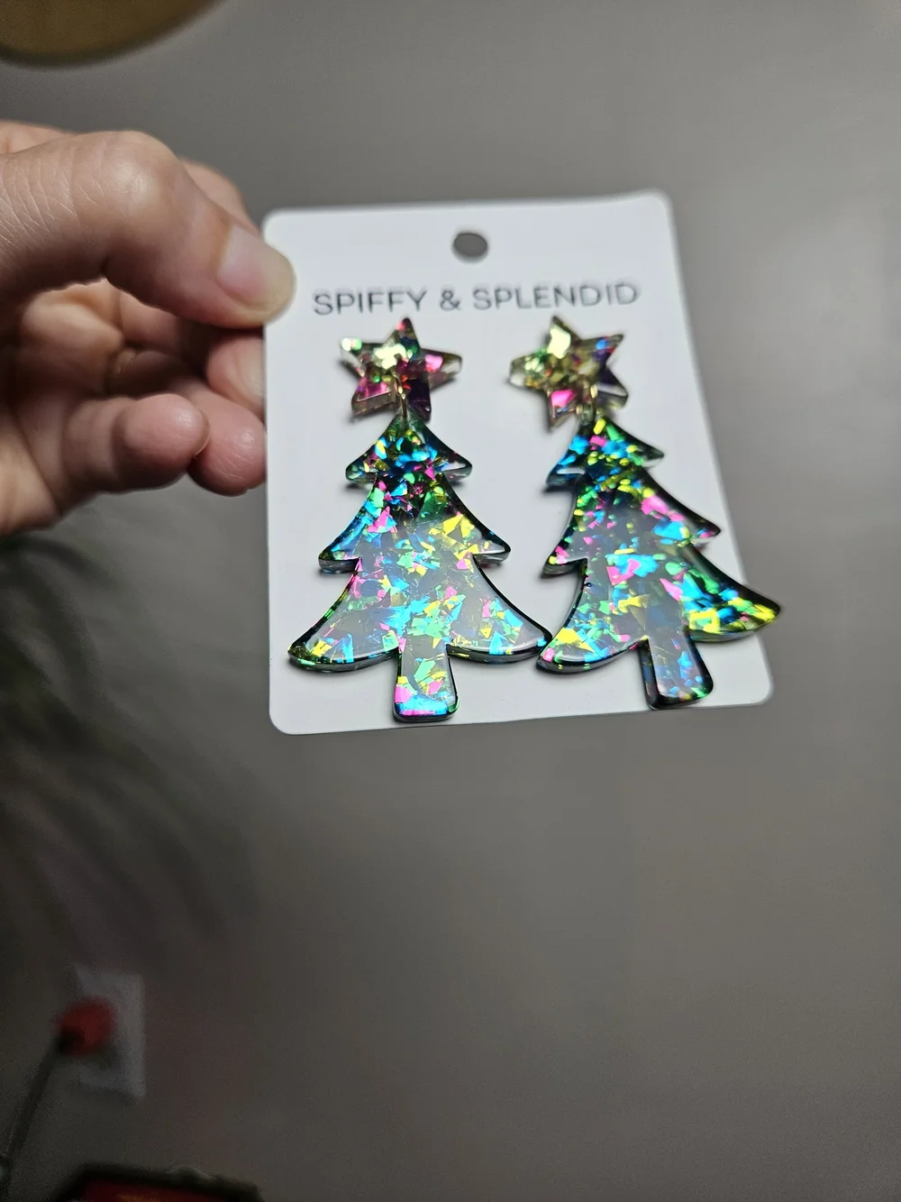 Multicolor Glitter Christmas Tree Drop Earrings